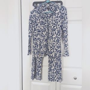 Cosabella Blue Floral Button Up Pajamas 2 piece GUC